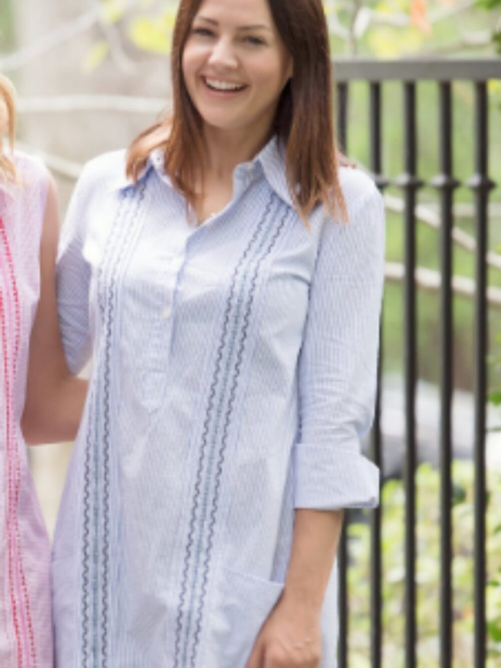 Paris Texas Guayabara Seersucker Long Sleeve Shirt Dress